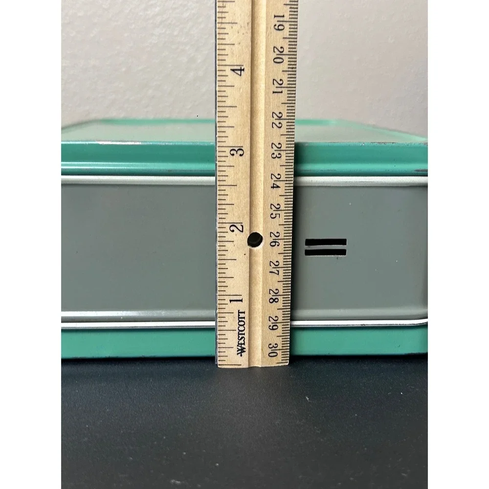 Vintage Metal Lunch Box Kids Retro Sea Foam Green Carry‎ Case Toy Storage 60s
